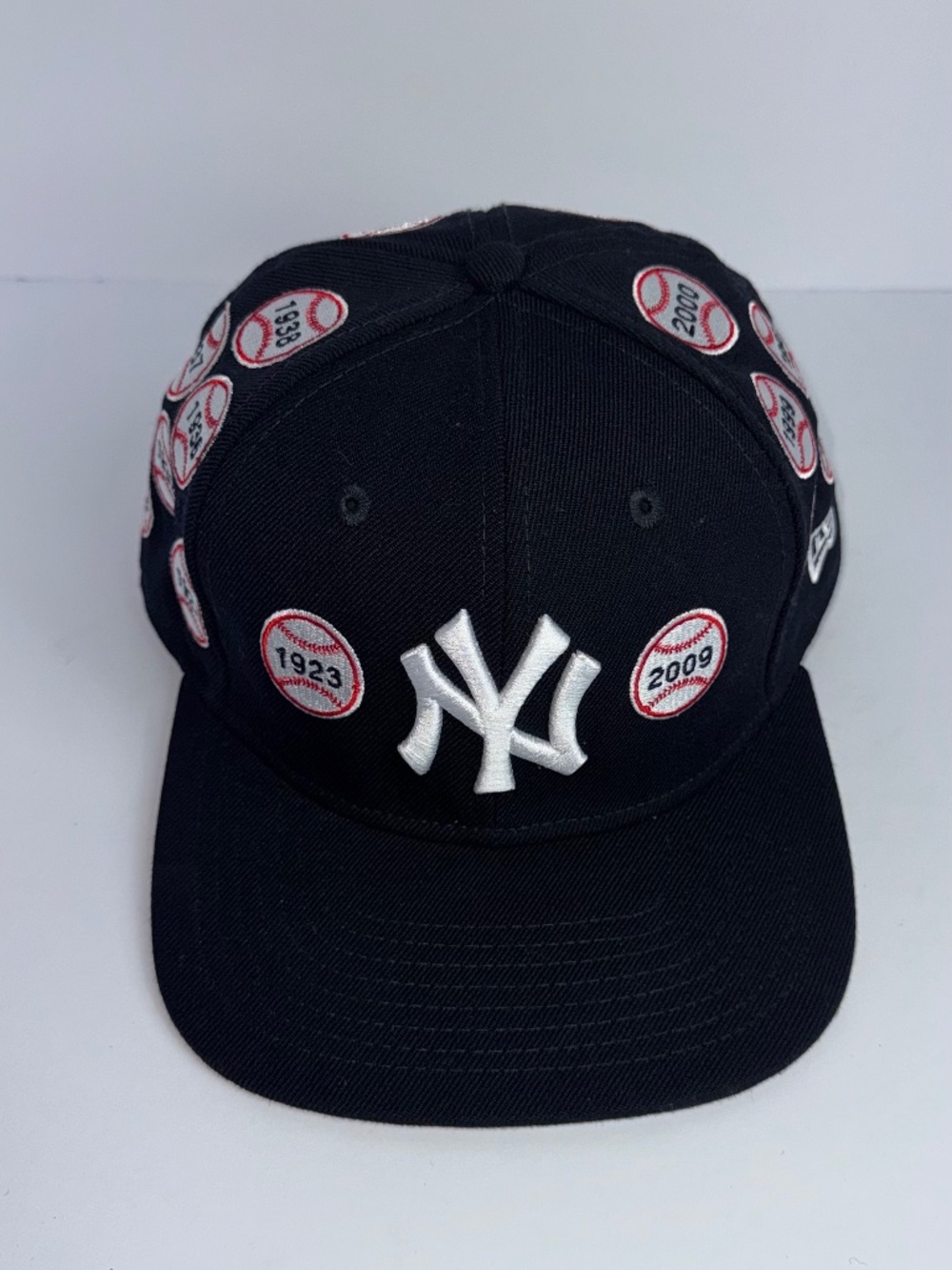 Black Snapback Hat with Baseball Year Patches